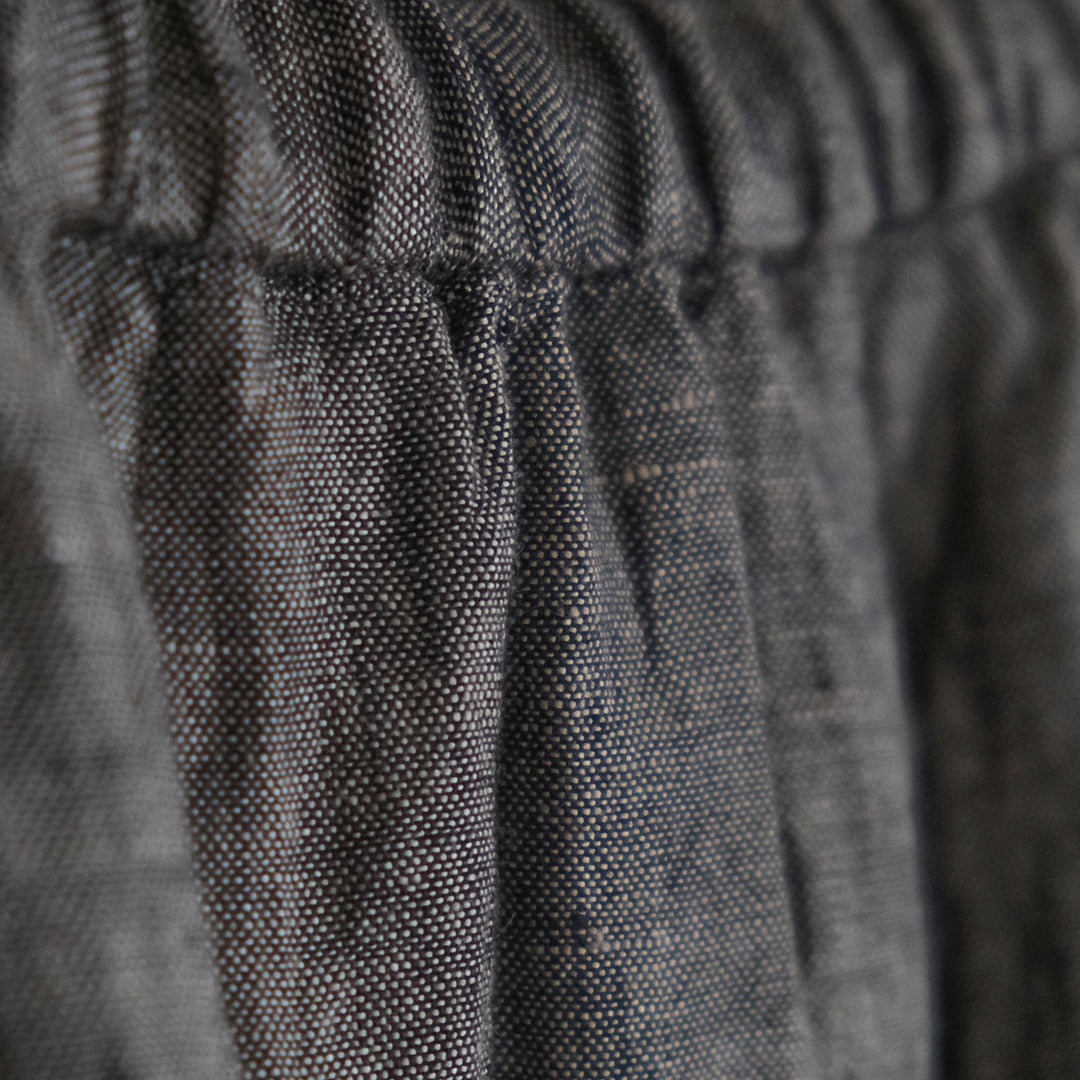 SALUÉ／リトアニアンリネンタックギャザースカート／メランジェダークブラウン