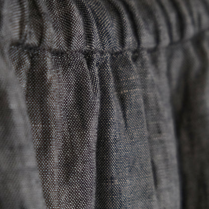 SALUÉ／リトアニアンリネンタックギャザースカート／メランジェダークブラウン