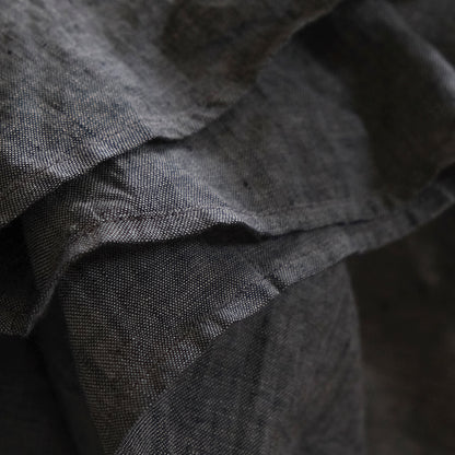 SALUÉ／リトアニアンリネンタックギャザースカート／メランジェダークブラウン