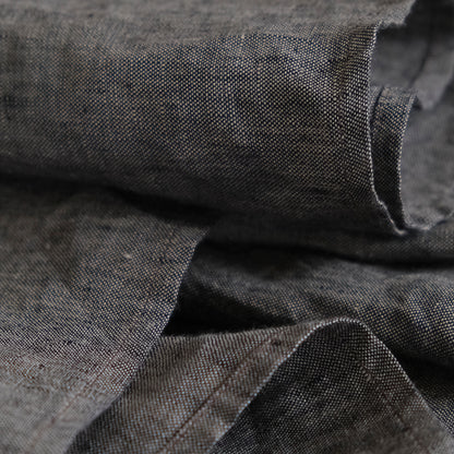 SALUÉ／リトアニアンリネンタックギャザースカート／メランジェダークブラウン