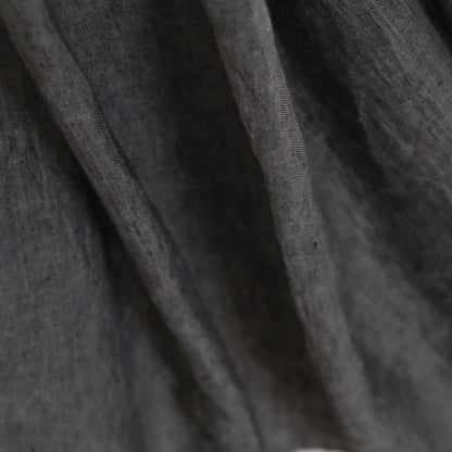 SALUÉ／リトアニアンリネンタックギャザースカート／メランジェダークブラウン