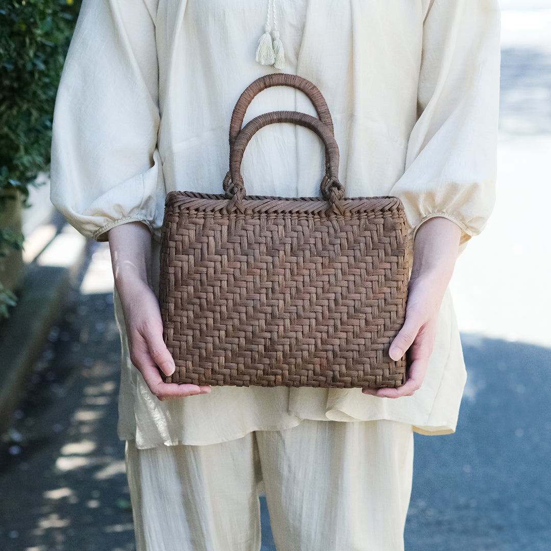 ［宮本工芸］山ぶどうかご あじろ編み 角型2.5分 巻き手