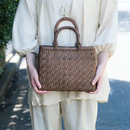 ［宮本工芸］山ぶどうかご あじろ編み 角型2.5分 巻き手
