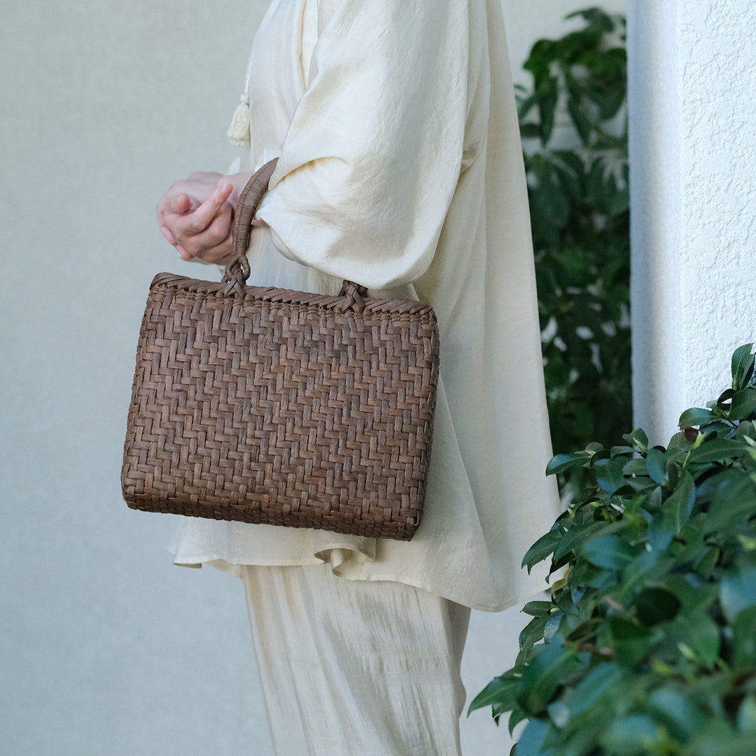 ［宮本工芸］山ぶどうかご あじろ編み 角型2.5分 巻き手