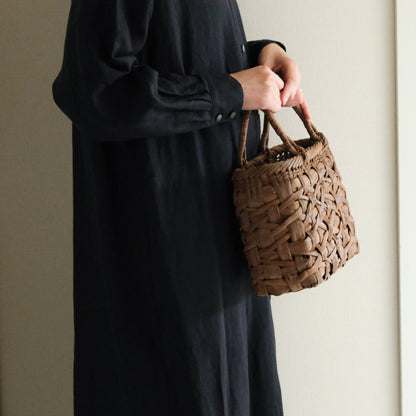 ［宮本工芸］山ぶどうかご 太巾 乱れ編み 駒型 巻き手