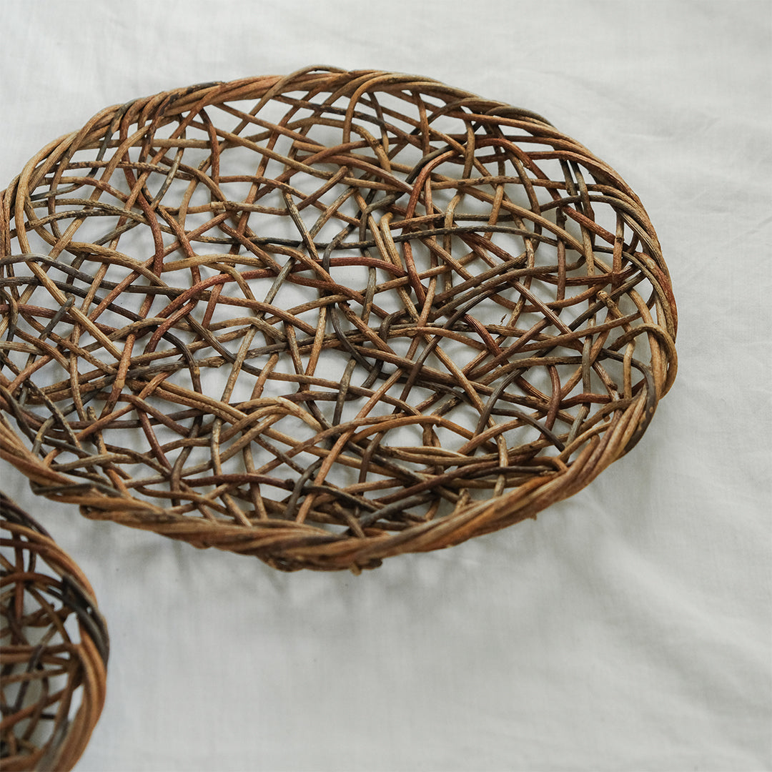 ［宮本工芸］あけびかご 乱れ編み 丸皿