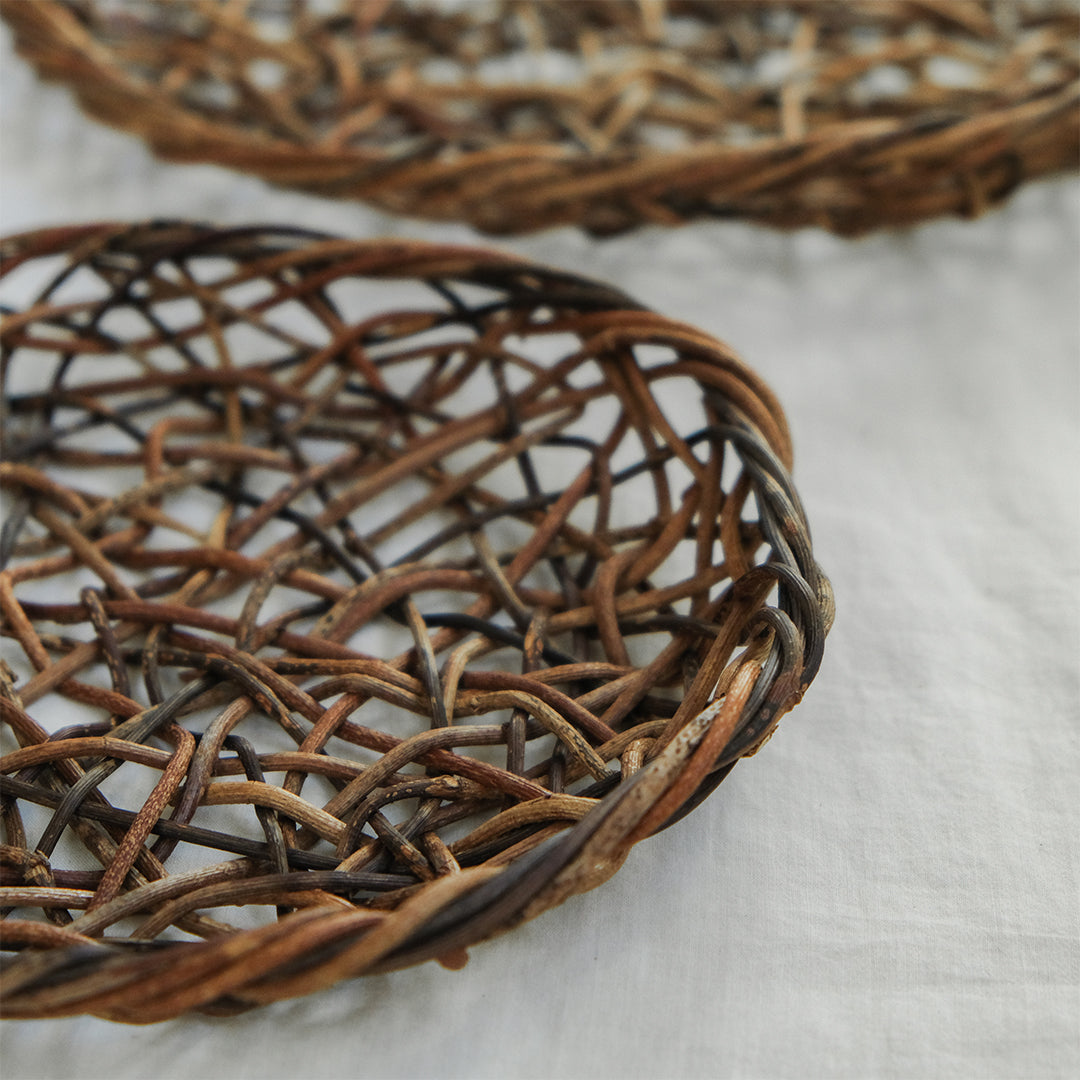 ［宮本工芸］あけびかご 乱れ編み 丸皿