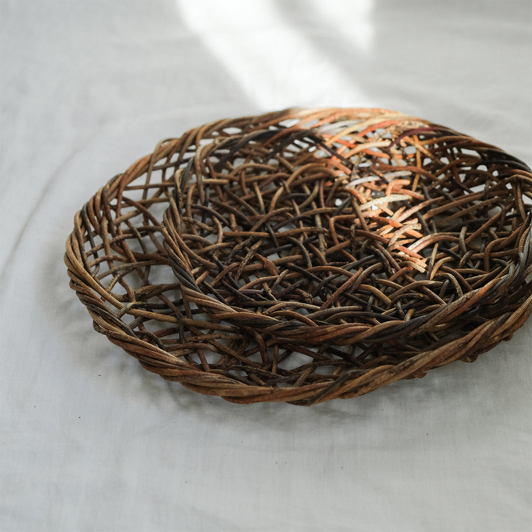 ［宮本工芸］あけびかご 乱れ編み 丸皿