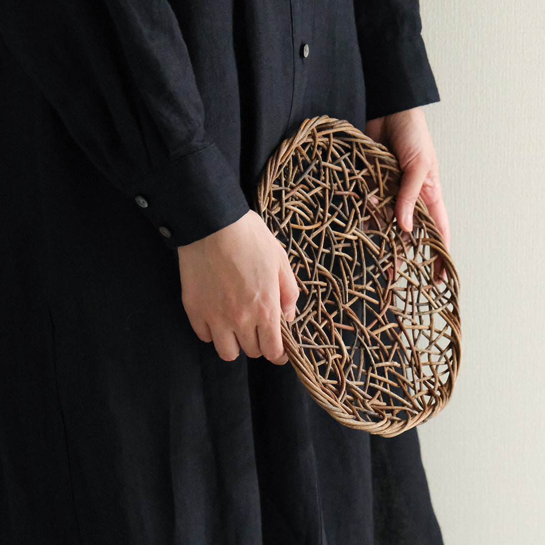 ［宮本工芸］あけびかご 乱れ編み 丸皿