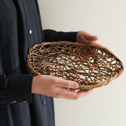 ［宮本工芸］あけびかご 乱れ編み 丸皿