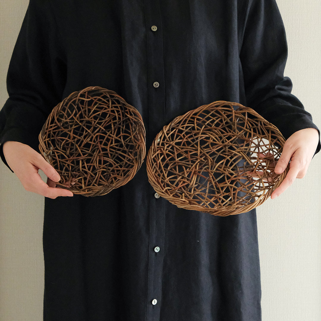 ［宮本工芸］あけびかご 乱れ編み 丸皿