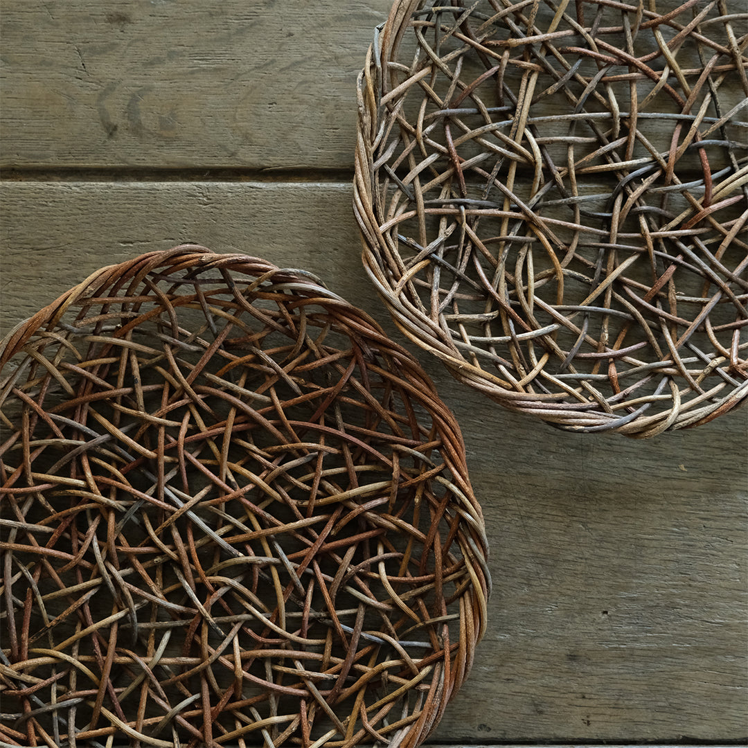 ［宮本工芸］あけびかご 乱れ編み 丸皿