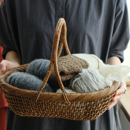 ［宮本工芸］あけびかご 細目こだし編み 小判型バスケット