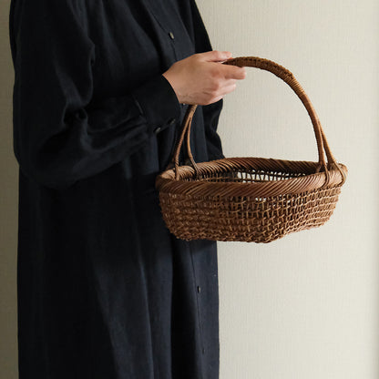 ［宮本工芸］あけびかご 細目こだし編み 小判型バスケット