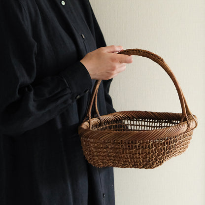 ［宮本工芸］あけびかご 細目こだし編み 小判型バスケット