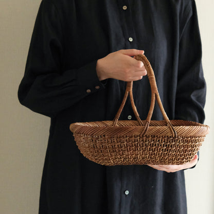 ［宮本工芸］あけびかご 細目こだし編み 小判型バスケット