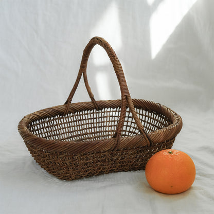 ［宮本工芸］あけびかご 細目こだし編み 小判型バスケット