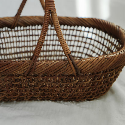 ［宮本工芸］あけびかご 細目こだし編み 小判型バスケット