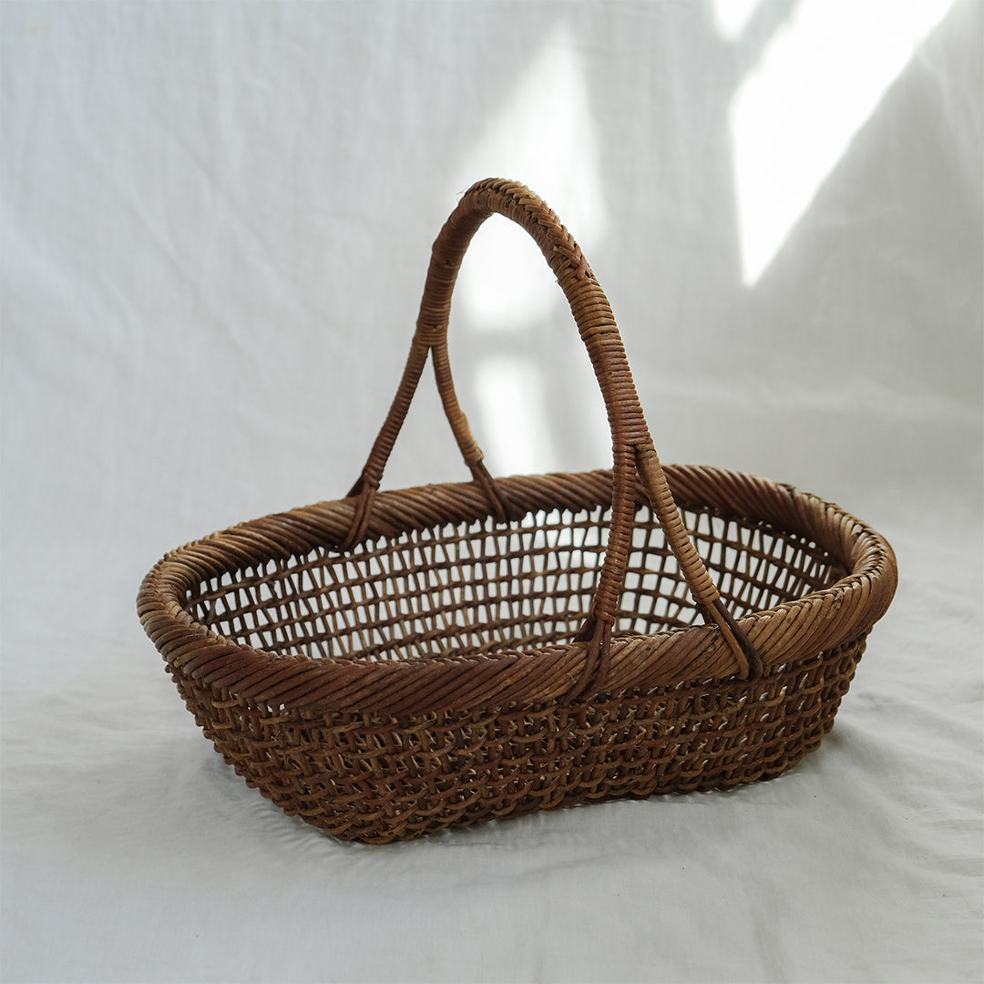 ［宮本工芸］あけびかご 細目こだし編み 小判型バスケット