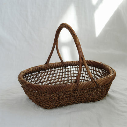 ［宮本工芸］あけびかご 細目こだし編み 小判型バスケット