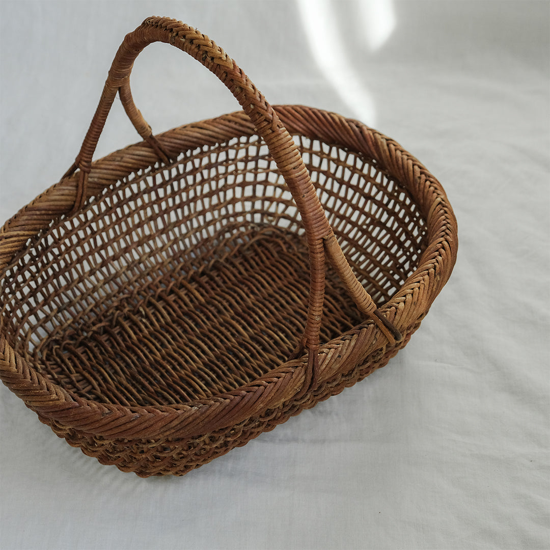 ［宮本工芸］あけびかご 細目こだし編み 小判型バスケット