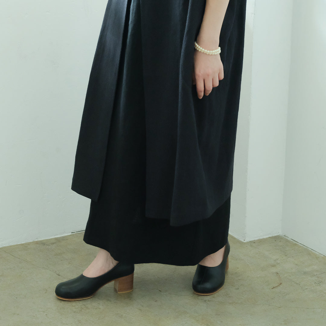 ［SALUÉ］ラウンドネックロングジレ／ウールリネンジャカードformal