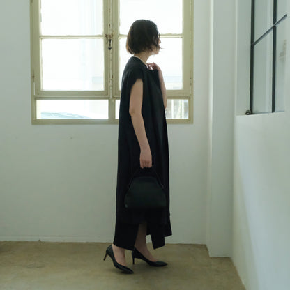 ［SALUÉ］ラウンドネックロングジレ／ウールリネンジャカードformal