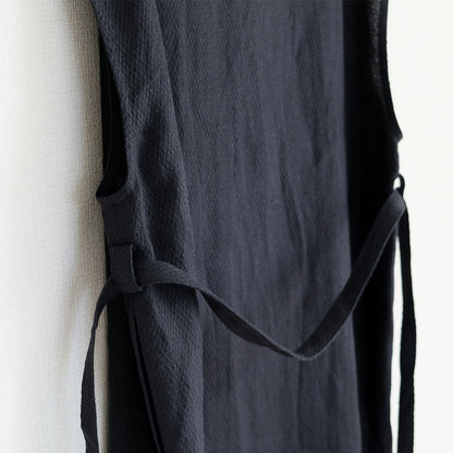 ［SALUÉ］ラウンドネックロングジレ／ウールリネンジャカードformal