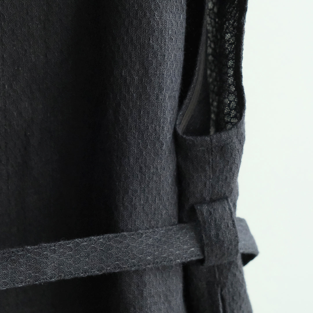 ［SALUÉ］ラウンドネックロングジレ／ウールリネンジャカードformal