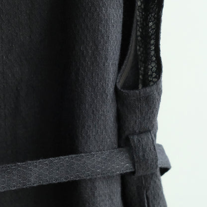 ［SALUÉ］ラウンドネックロングジレ／ウールリネンジャカードformal