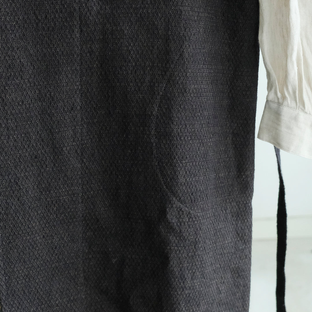 ［SALUÉ］ラウンドネックロングジレ／ウールリネンジャカードformal