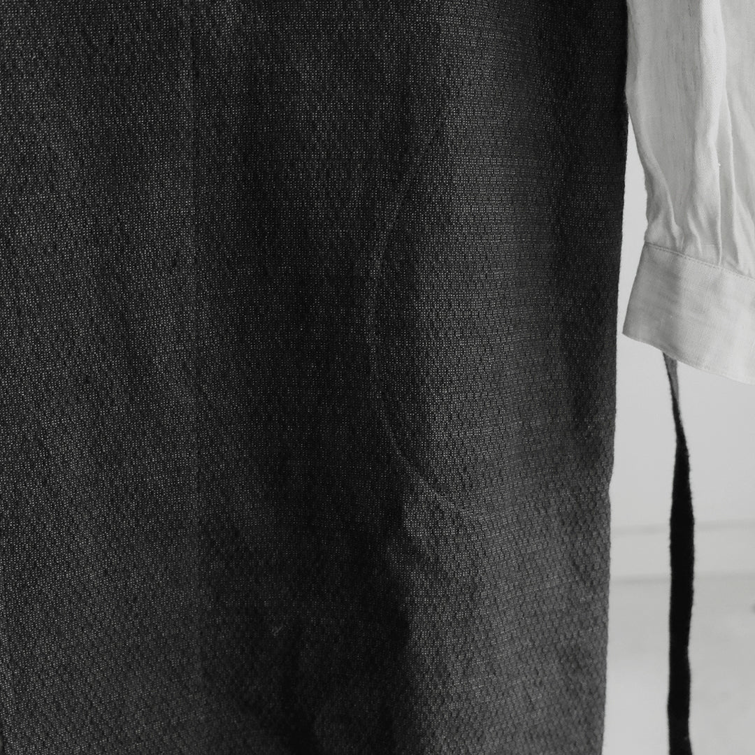 ［SALUÉ］ラウンドネックロングジレ／ウールリネンジャカードformal