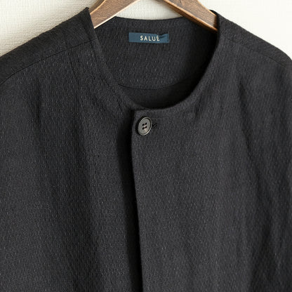 ［SALUÉ］ラウンドネックロングジレ／ウールリネンジャカードformal