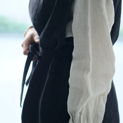 ［SALUÉ］ラウンドネックロングジレ／ウールリネンジャカードformal