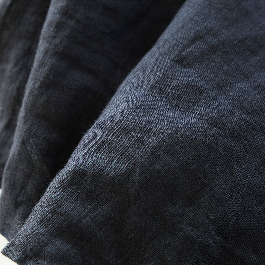 SALUÉ／リトアニアンリネンタックギャザースカート／ピュアブラック