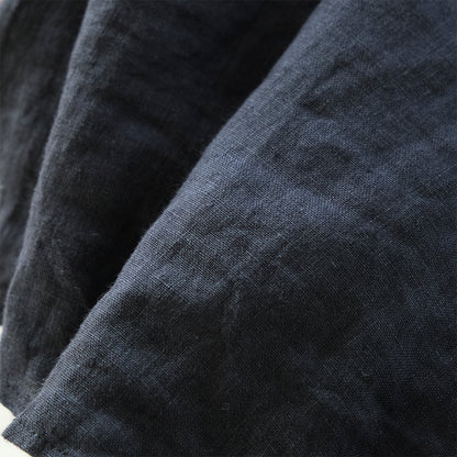 SALUÉ／リトアニアンリネンタックギャザースカート／ピュアブラック