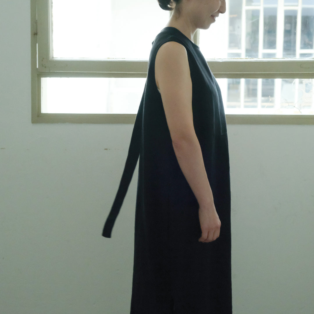 ［SALUÉ］シンプルドレス／ヘリンボーンリネンformal