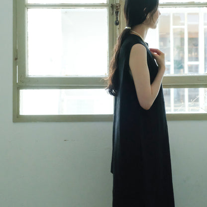 ［SALUÉ］シンプルドレス／ヘリンボーンリネンformal