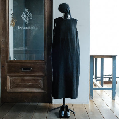 ［SALUÉ］シンプルドレス／ヘリンボーンリネンformal