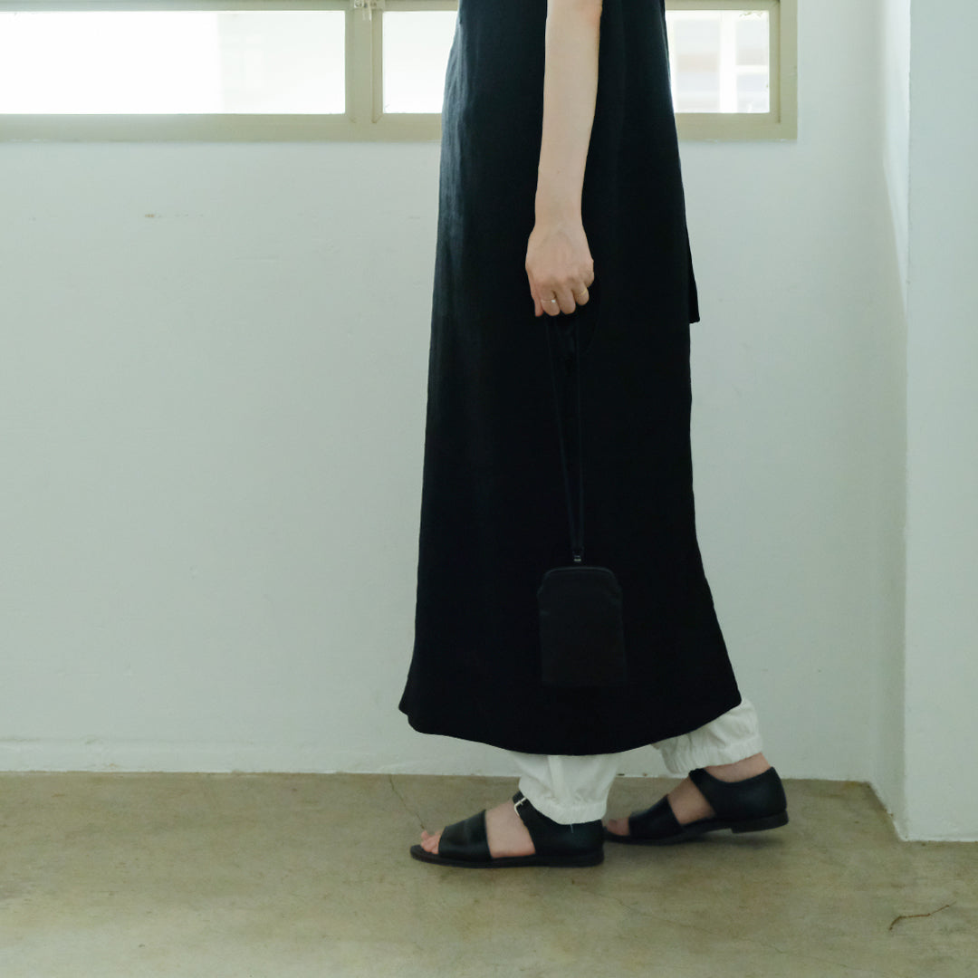 ［SALUÉ］シンプルドレス／ヘリンボーンリネンformal