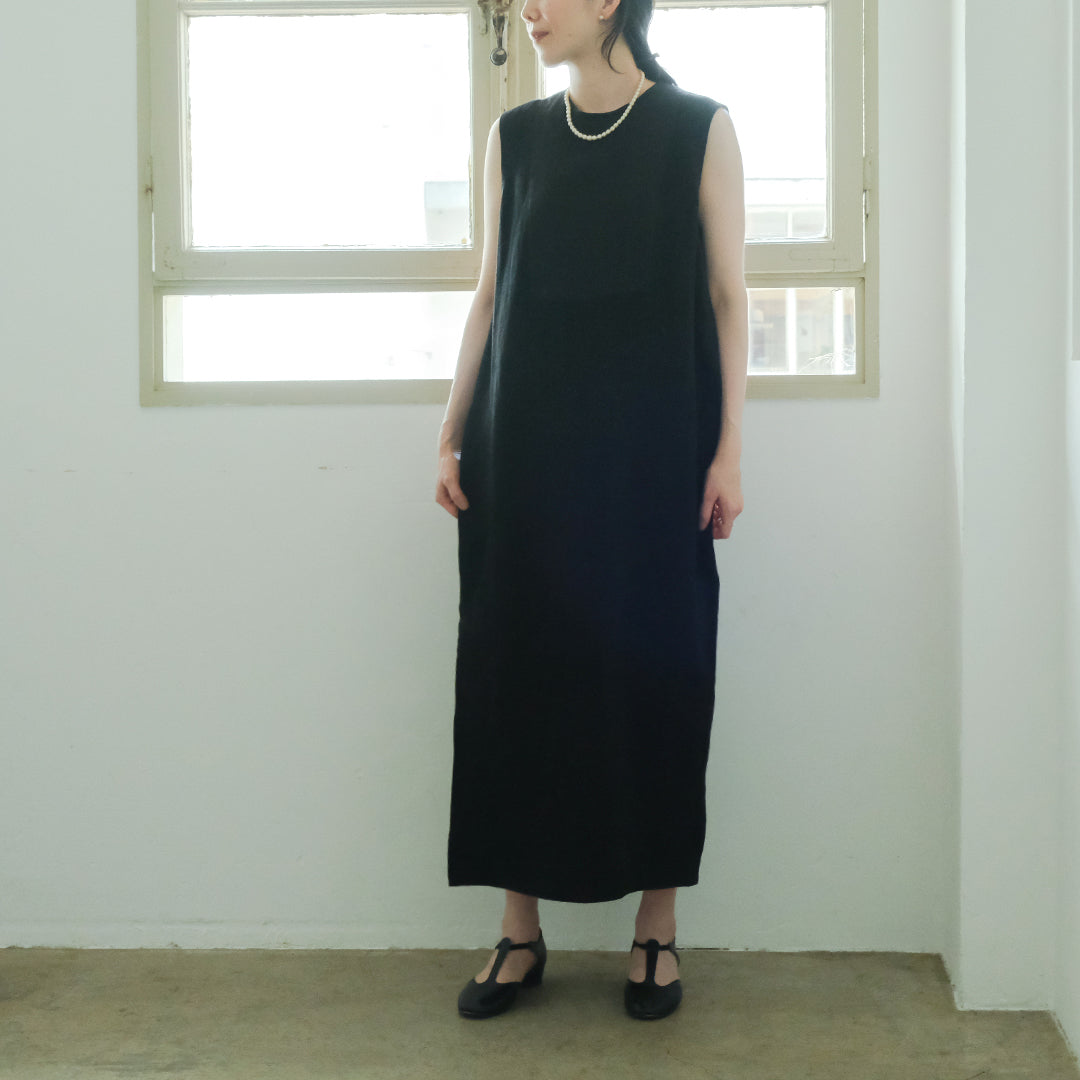 ［SALUÉ］シンプルドレス／ヘリンボーンリネンformal