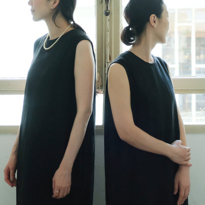 ［SALUÉ］シンプルドレス／ヘリンボーンリネンformal