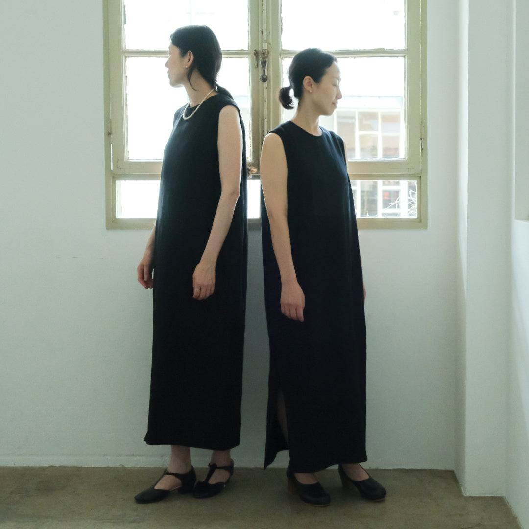 ［SALUÉ］シンプルドレス／ヘリンボーンリネンformal