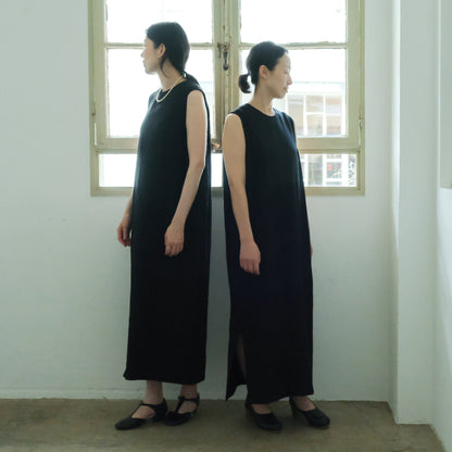 ［SALUÉ］シンプルドレス／ヘリンボーンリネンformal