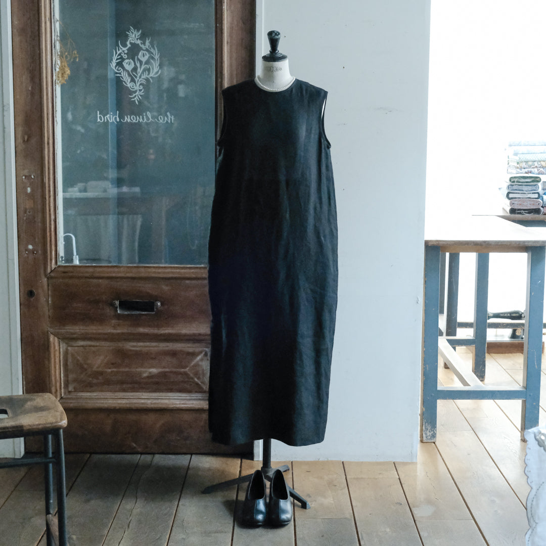 ［SALUÉ］シンプルドレス／ヘリンボーンリネンformal
