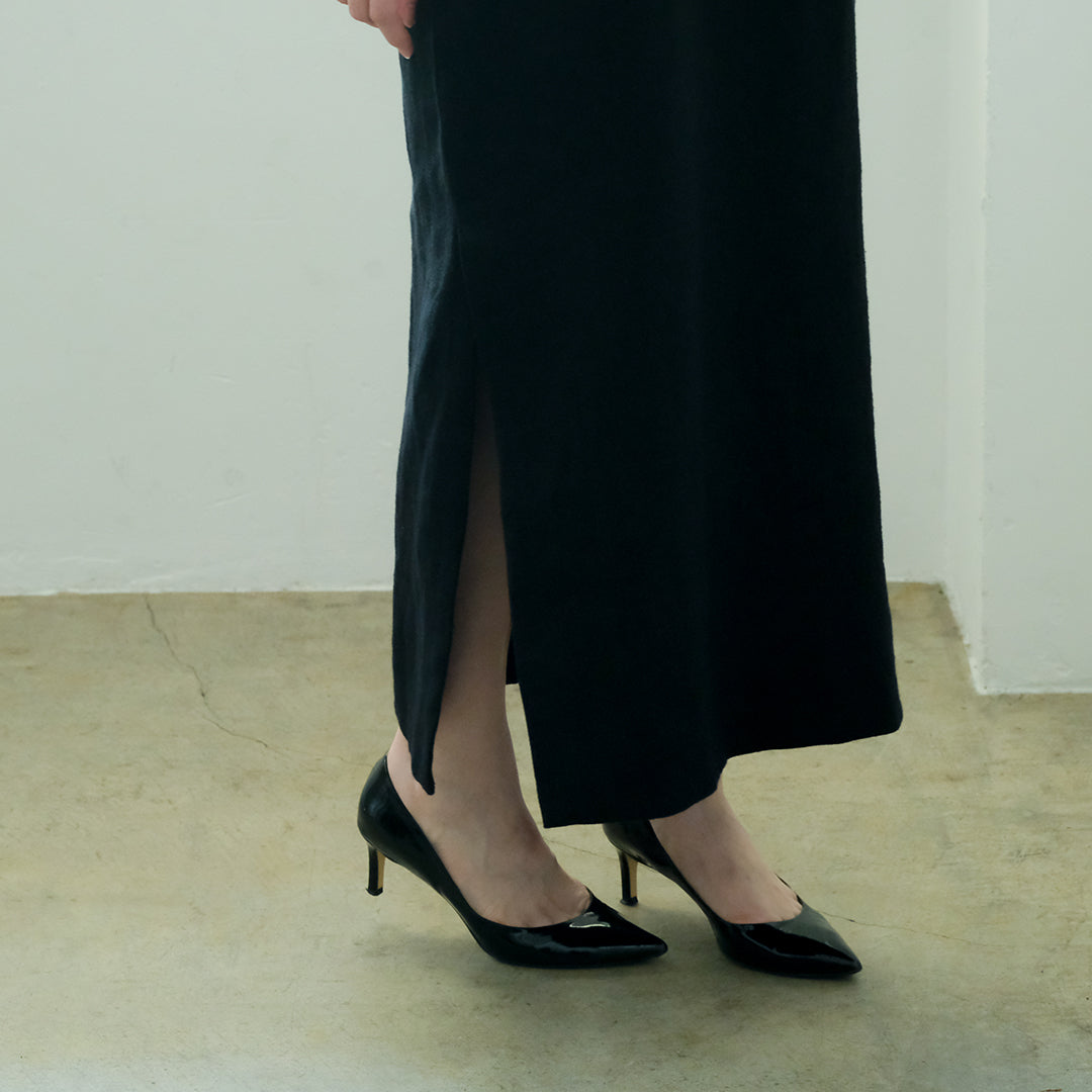 ［SALUÉ］シンプルドレス／ヘリンボーンリネンformal