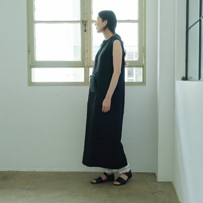 ［SALUÉ］シンプルドレス／ヘリンボーンリネンformal