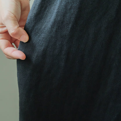 ［SALUÉ］シンプルドレス／ヘリンボーンリネンformal