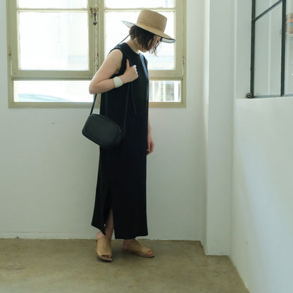 ［SALUÉ］シンプルドレス／ヘリンボーンリネンformal