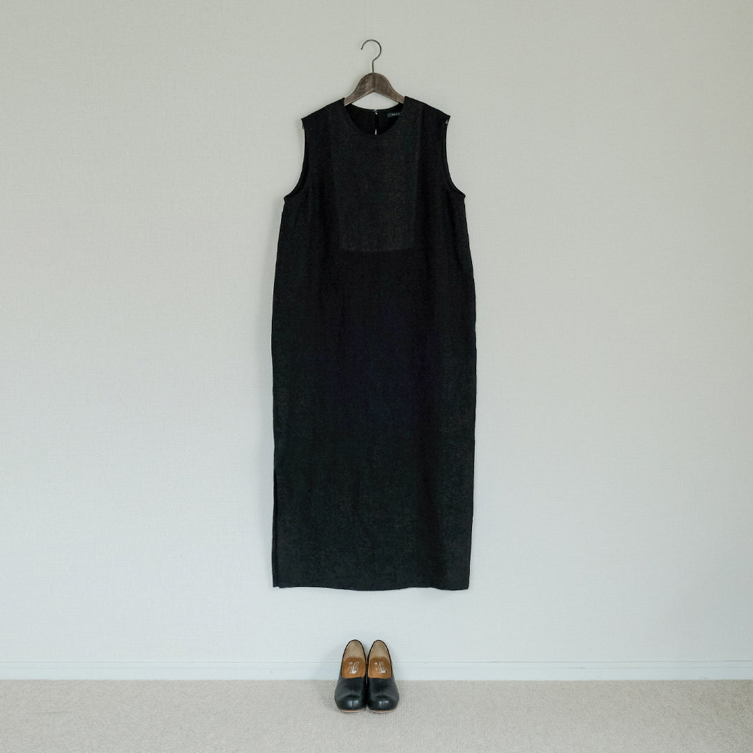［SALUÉ］シンプルドレス／ヘリンボーンリネンformal